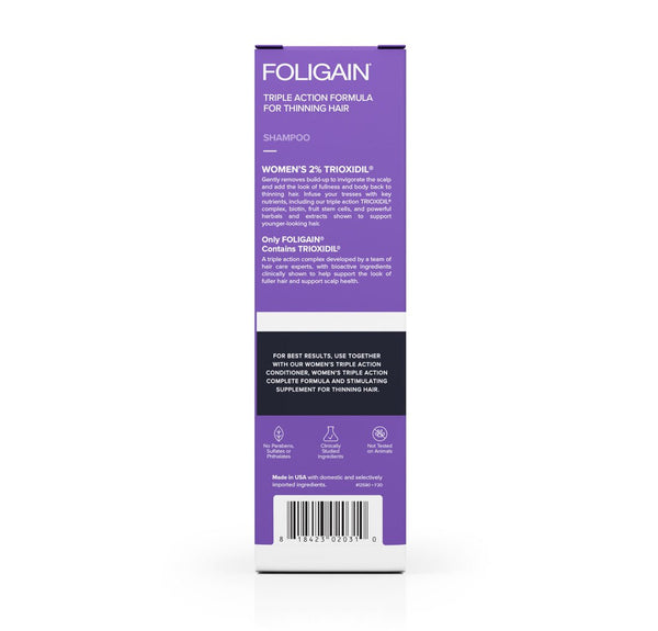 FOLIGAIN Triple Action Shampoo For Thinning Hair For Women with 2% Trioxidil