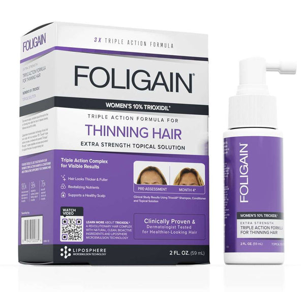FOLIGAIN Triple Action Complete Formula For Thinning Hair For Women with 10% Trioxidil