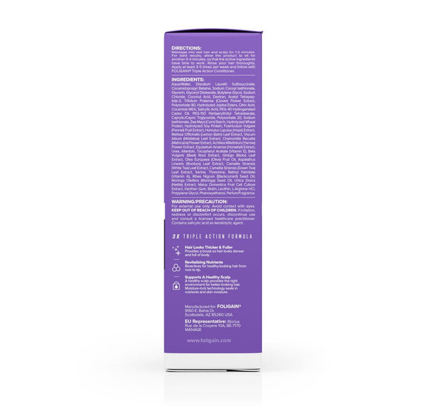 FOLIGAIN Triple Action Shampoo For Thinning Hair For Women with 2% Trioxidil
