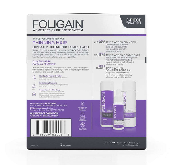FOLIGAIN Triple Action Hair Care System For Women 3 Piece Trial Set
